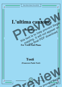 page one of Tosti-L'ultima canzone in d minor,For Voice&Pno