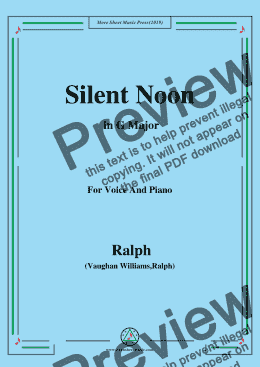 page one of Vaughan Williams-Silent Noon in G Major, for Voice and Piano