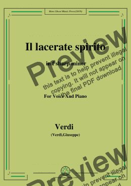 page one of Verdi-Il lacerate spirito(A te l'estremo addio) in f sharp minor, for Voice and Piano