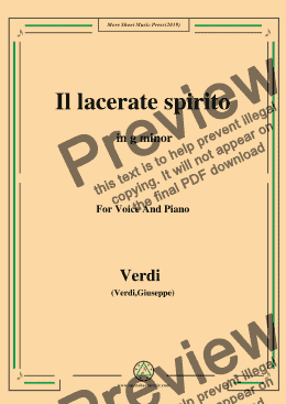 page one of Verdi-Il lacerate spirito(A te l'estremo addio) in g minor, for Voice and Piano