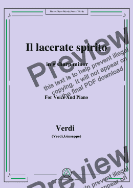 page one of Verdi-Il lacerate spirito(A te l'estremo addio) in g sharp minor, for Voice and Piano