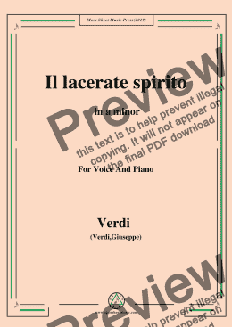 page one of Verdi-Il lacerate spirito(A te l'estremo addio) in a minor, for Voice and Piano