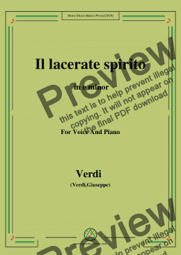 page one of Verdi-Il lacerate spirito(A te l'estremo addio) in e minor, for Voice and Piano