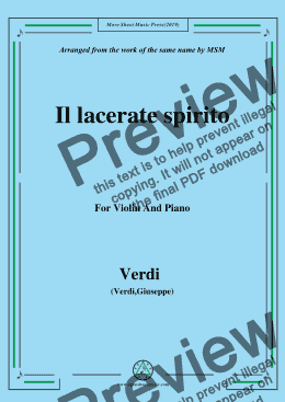 page one of Verdi-Il lacerate spirito(A te l'estremo addio), for Violin and Piano