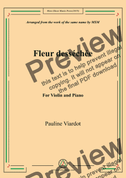 page one of Viardot-Fleur desséchée, for Violin and Piano