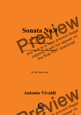 page one of Vivaldi-Sonata No.4,in B flat Major,Op.14 No.4;RV 45