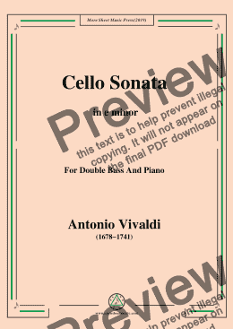 page one of Vivaldi-Cello Sonata in e minor,Op.14 RV 40,from '6 Cello Sonatas,Le Clerc'