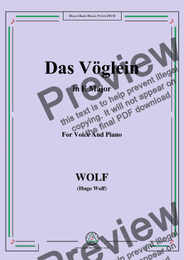 page one of Wolf-Das Vöglein in E Major