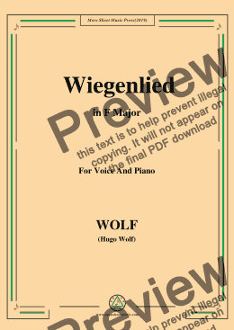 page one of Wolf-Wiegenlied in F Major