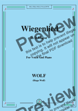 page one of Wolf-Wiegenlied in D Major