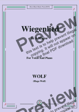 page one of Wolf-Wiegenlied in A Major