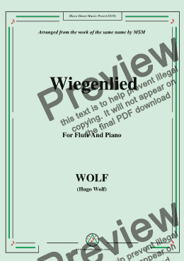 page one of Wolf-Wiegenlied, for Flute and Piano