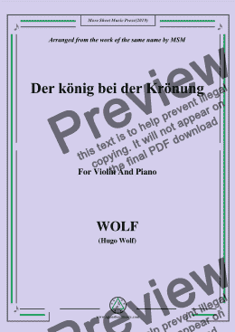 page one of Wolf-Der König bei der Krönung, for Violin and Piano