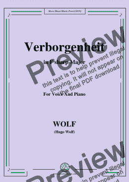 page one of Wolf-Verborgenheit in F sharp Major