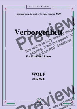 page one of Wolf-Verborgenheit, for Flute and Piano