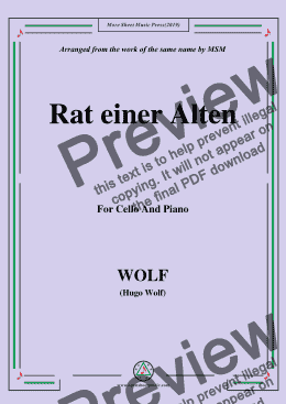 page one of Wolf-Rat einer Alten, for Cello and Piano