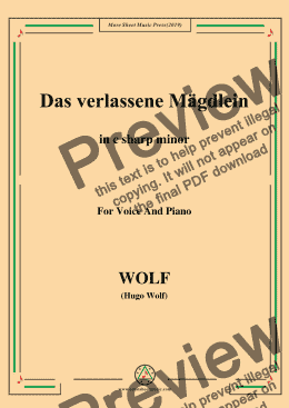 page one of Wolf-Das verlassene Mägdlein in c sharp minor