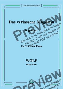 page one of Wolf-Das verlassene Mägdlein in g minor