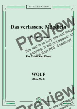 page one of Wolf-Das verlassene Mägdlein in f sharp minor