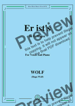 page one of Wolf-Er ist's in G Major