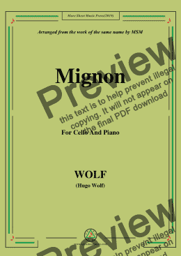 page one of Wolf-Mignon, for Cello and Piano