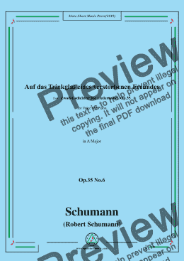 page one of Schumann-Auf das Trinkglas eines verstorbenen Freundes,Op.35 No.6 in A Major,for V&Pno