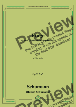 page one of Schumann-Frage,Op.35 No.9 in E flat Major,for Voice&Piano