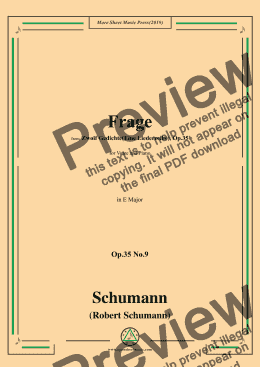 page one of Schumann-Frage,Op.35 No.9 in E Major,for Voice&Piano