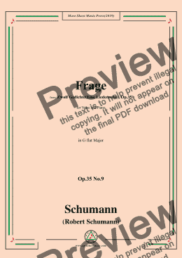 page one of Schumann-Frage,Op.35 No.9 in G flat Major,for Voice&Piano