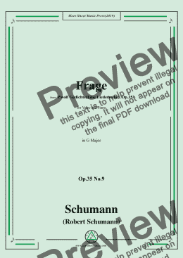 page one of Schumann-Frage,Op.35 No.9 in G Major,for Voice&Piano