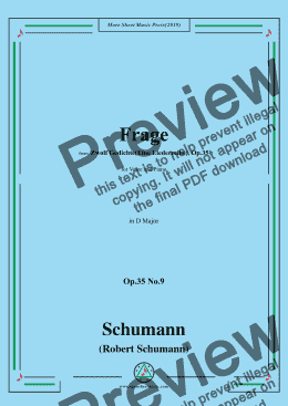 page one of Schumann-Frage,Op.35 No.9 in D Major,for Voice&Piano