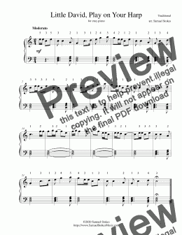 page one of Little David, Play on Your Harp - for easy piano