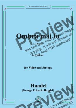 page one of Handel-Ombra mai fu,from 'Serse',in g minor,for Voice and Strings