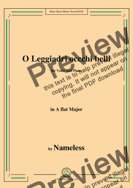 page one of Nameless-O Leggiadri occchi belli,in A flat Major,for Voice&Piano