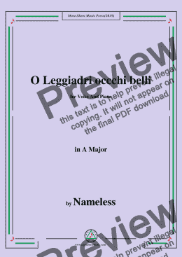 page one of Nameless-O Leggiadri occchi belli,in A Major,for Voice&Piano