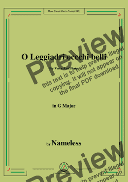 page one of Nameless-O Leggiadri occchi belli,in G Major,for Voice&Piano