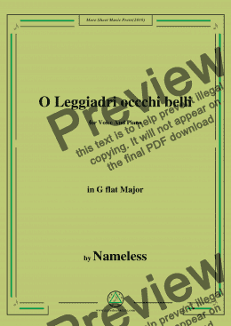 page one of Nameless-O Leggiadri occchi belli,in G flat Major,for Voice&Piano