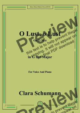 page one of Clara-O Lust,o Lust,Op.23 No.6,in G flat Major,for Voice and Piano