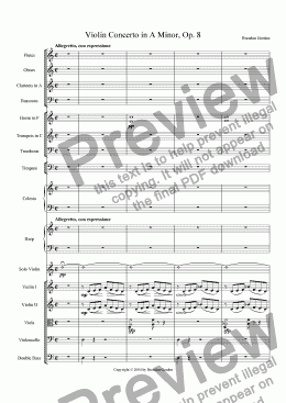 page one of Violin Concerto in A Minor (I - Exposition)