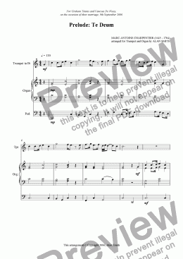 page one of Prelude: Te Deum (Charpentier) (Trumpet & Organ)
