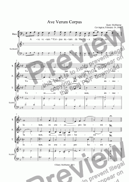 page one of Ave Verum Corpus SATB