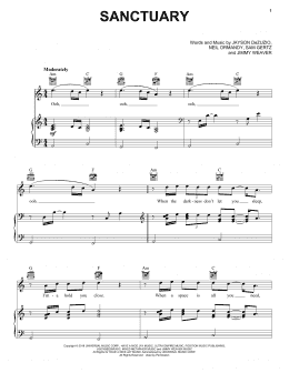 page one of Sanctuary (Piano, Vocal & Guitar Chords (Right-Hand Melody))