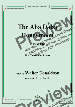 page one of Walter Donaldson-Aba Daba Honeymoon,in E Major,for Voice and Piano