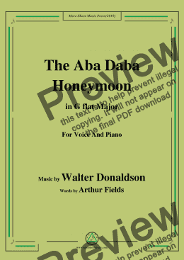 page one of Walter Donaldson-Aba Daba Honeymoon,in G flat Major,for Voice and Piano