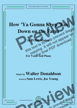 page one of Walter Donaldson-How Ya Gonna Keep 'Em Down on the Farm,in D flat Major