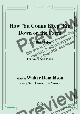 page one of Walter Donaldson-How Ya Gonna Keep 'Em Down on the Farm,in G flat Major