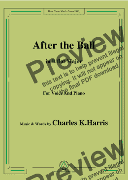 page one of Charles K. Harris-After the Ball,in B flat Major,for Voice and Piano