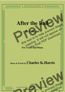 page one of Charles K. Harris-After the Ball,in C Major,for Voice and Piano