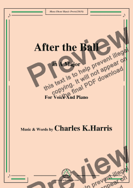 page one of Charles K. Harris-After the Ball,in A Major,for Voice and Piano