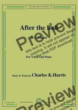 page one of Charles K. Harris-After the Ball,in G Major,for Voice and Piano